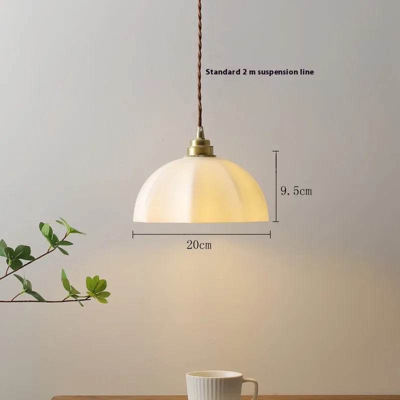 Chinese style copper glass indoor pendant droplight for bedroom or dining room.