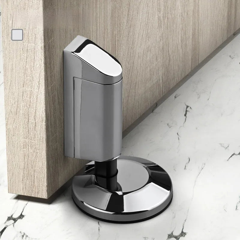 Modern invisible door stopper in zinc alloy showing multiple colour finish options
