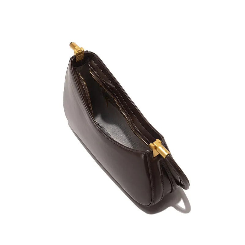 Retro oval women's underarm bag in PU material with sandwich pocket and single shoulder strap