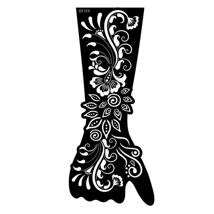 Hollow geometric tattoo sticker sheet with 30 machine-cut 3D paper carving patterns