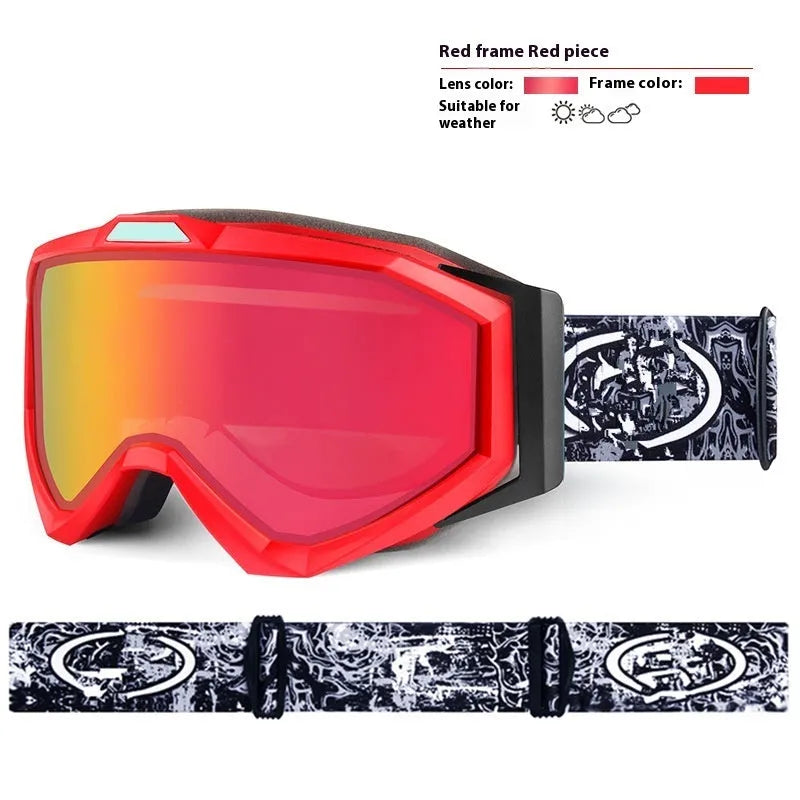 Motorcycle goggles with double-layer anti-fog lenses in black frame with grey lens option