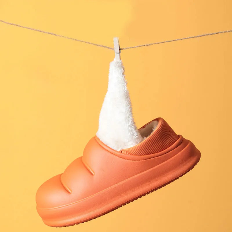 Waterproof EVA garden slippers with non-slip sole and plush lining in various colours