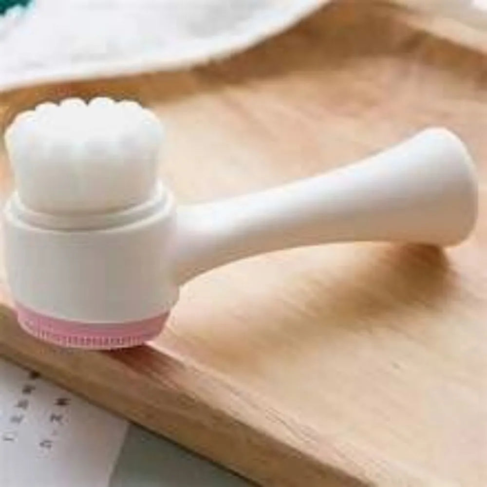 Blue nylon bristle pet paw brush for dog and cat grooming on white background