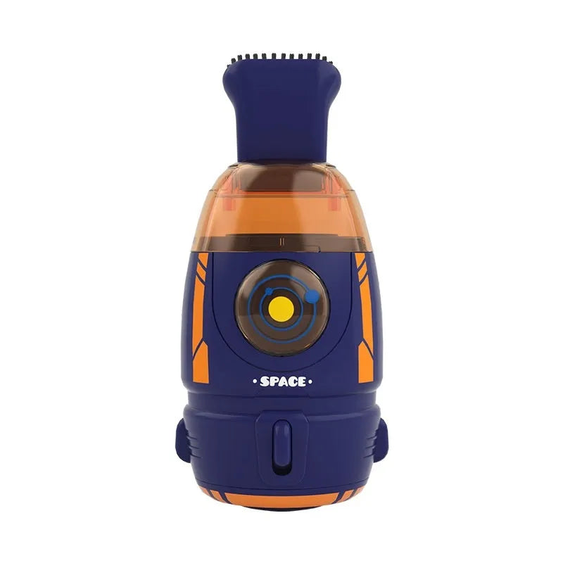 USB desktop vacuum cleaner in blue rocket design for keyboard and desk cleaning