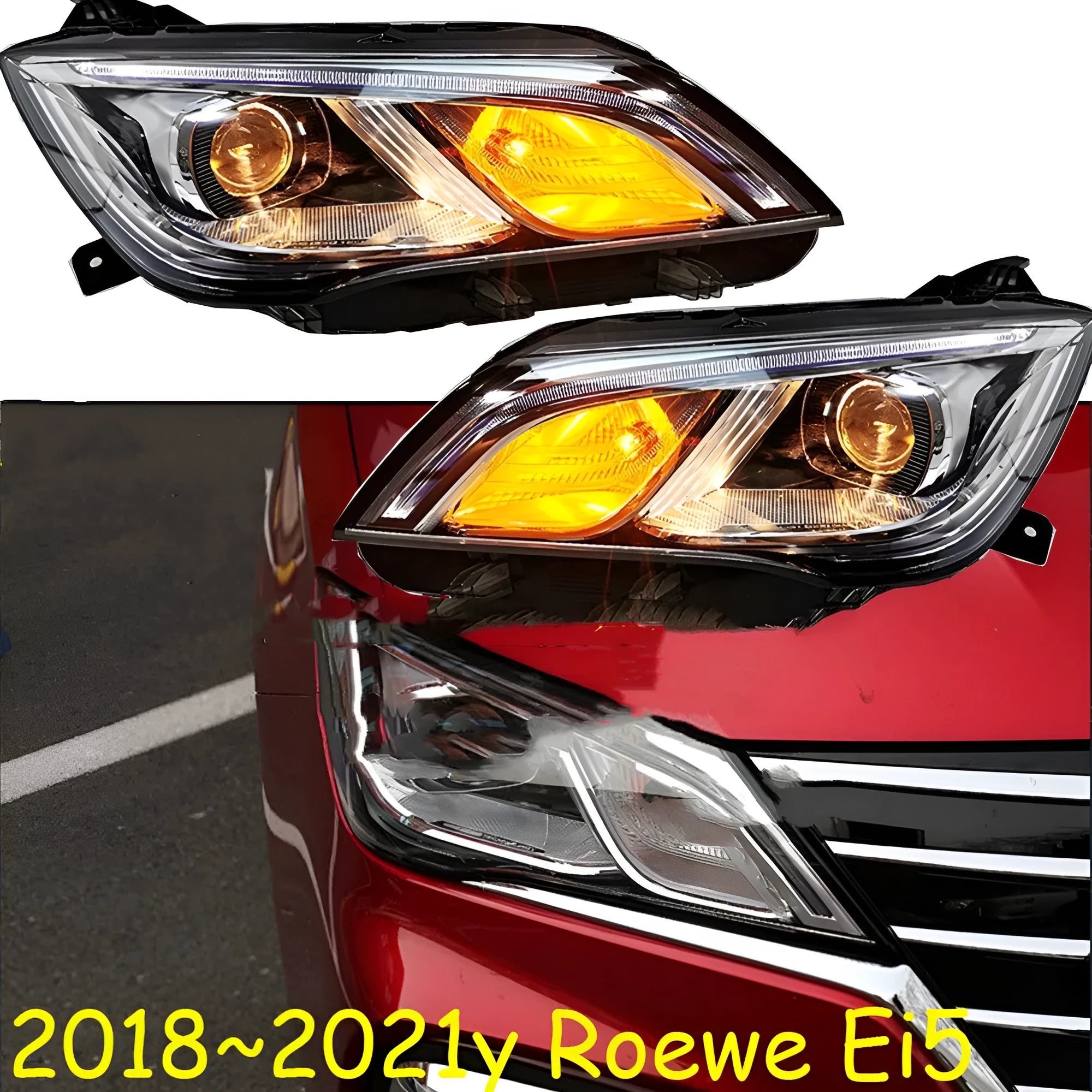 Left and right car headlight pair with 9-line LED design for 2018-2021 vehicle models