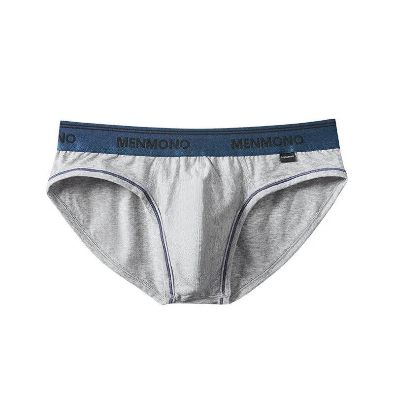 Men's low waist cotton briefs in solid colour combinations showing knitted fabric detail