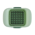Green multifunctional vegetable chopper with hand pressure mechanism and stainless steel blade for slicing onions and potatoes