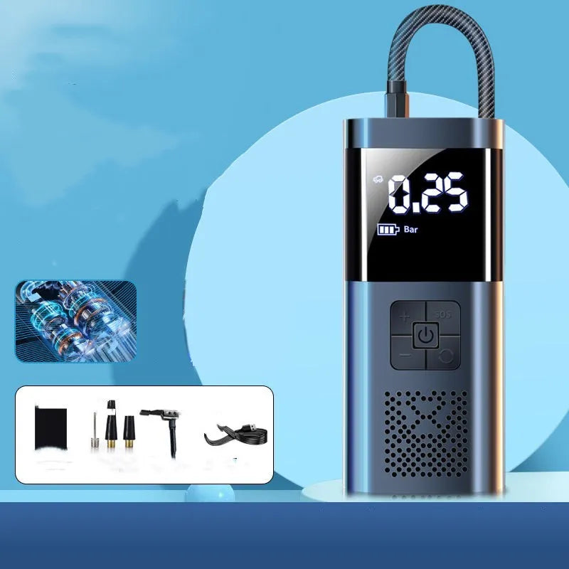 CS-V8 electric tyre pump with digital display, 600cm cable, and pressure gauge for vehicle inflation