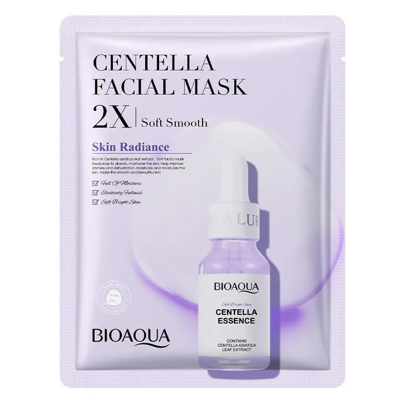Single 30g collagen and hyaluronic acid gel sheet facial mask on a blue background.