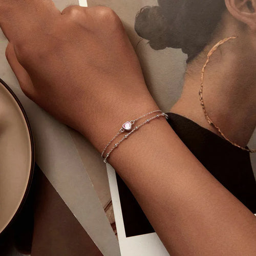 BSB152 colour sweet girlish 925 sterling silver heart-shaped bracelet with adjustable chain.