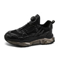 Men's black rotating button casual sneakers with mesh upper and platform sole