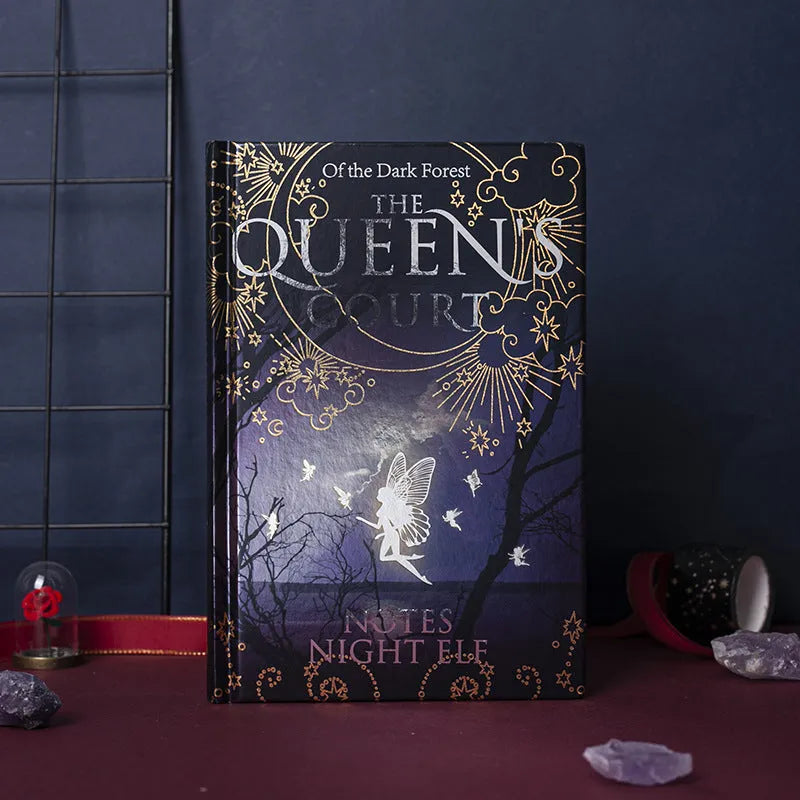 A5 luminous hardcover notebook with night elves design showing blue and purple colour options