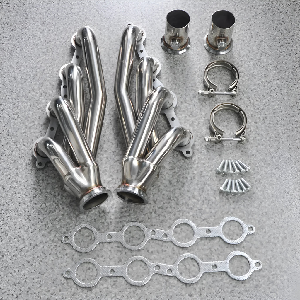 Silver 304 stainless steel modified exhaust manifold banana set for Chevrolet LS engines