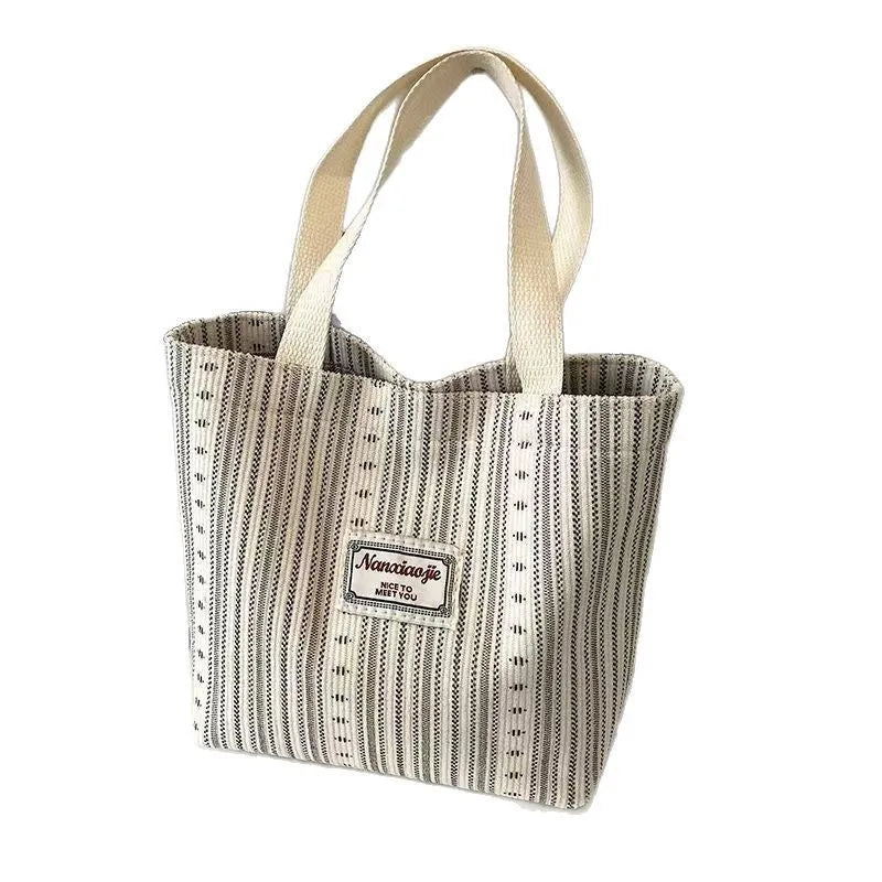 Japanese style corduroy handbag with large capacity in fresh sweet design