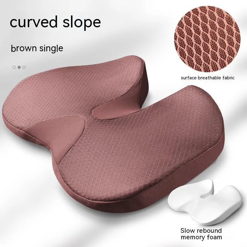 Curved bevel seat cushion in beige colour with memory foam for tailbone and driving support