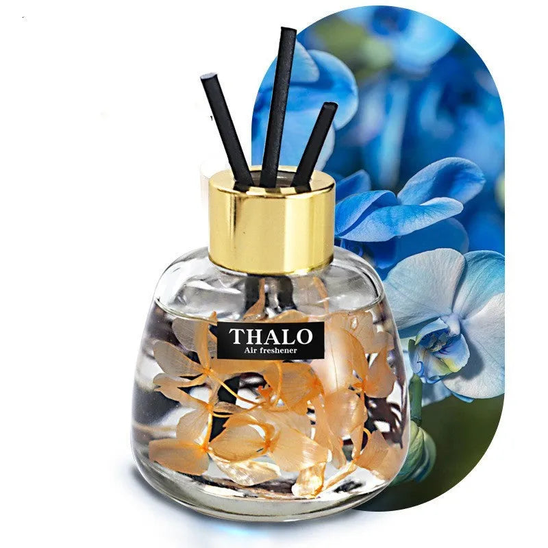 Glass car aromatherapy ornament in bottle shape for loose incense with six fragrance colour options