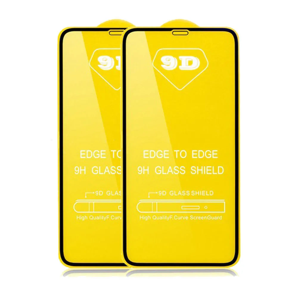 Black tempered glass screen protector for Xiaomi smartphones showing full coverage design