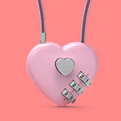 Peach heart shaped cable lock with a long steel rope in a choice of colours.