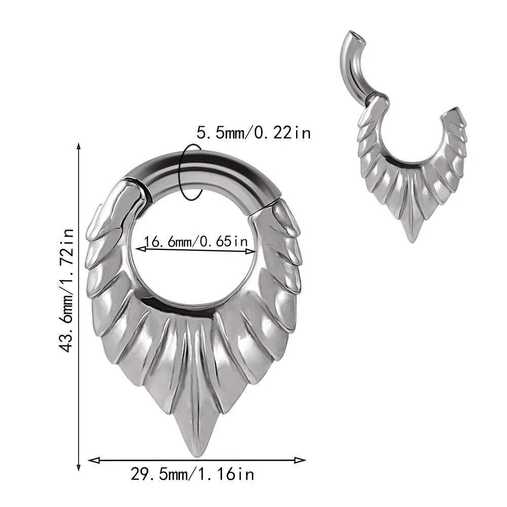 Stainless steel drop-shaped auricle to round hanging egg ear extenders with totem design