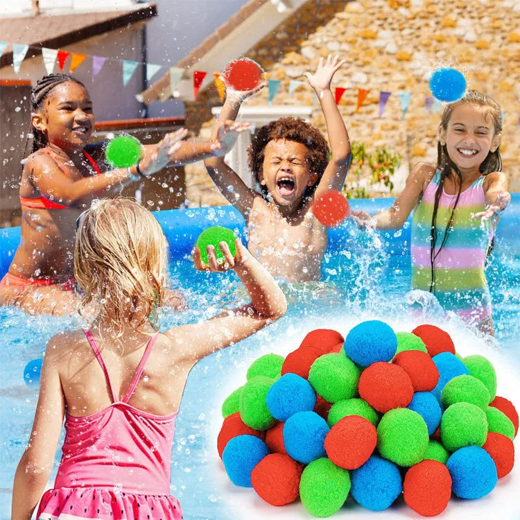 Set of ten colourful 5cm polypropylene water polo balls for outdoor pool play