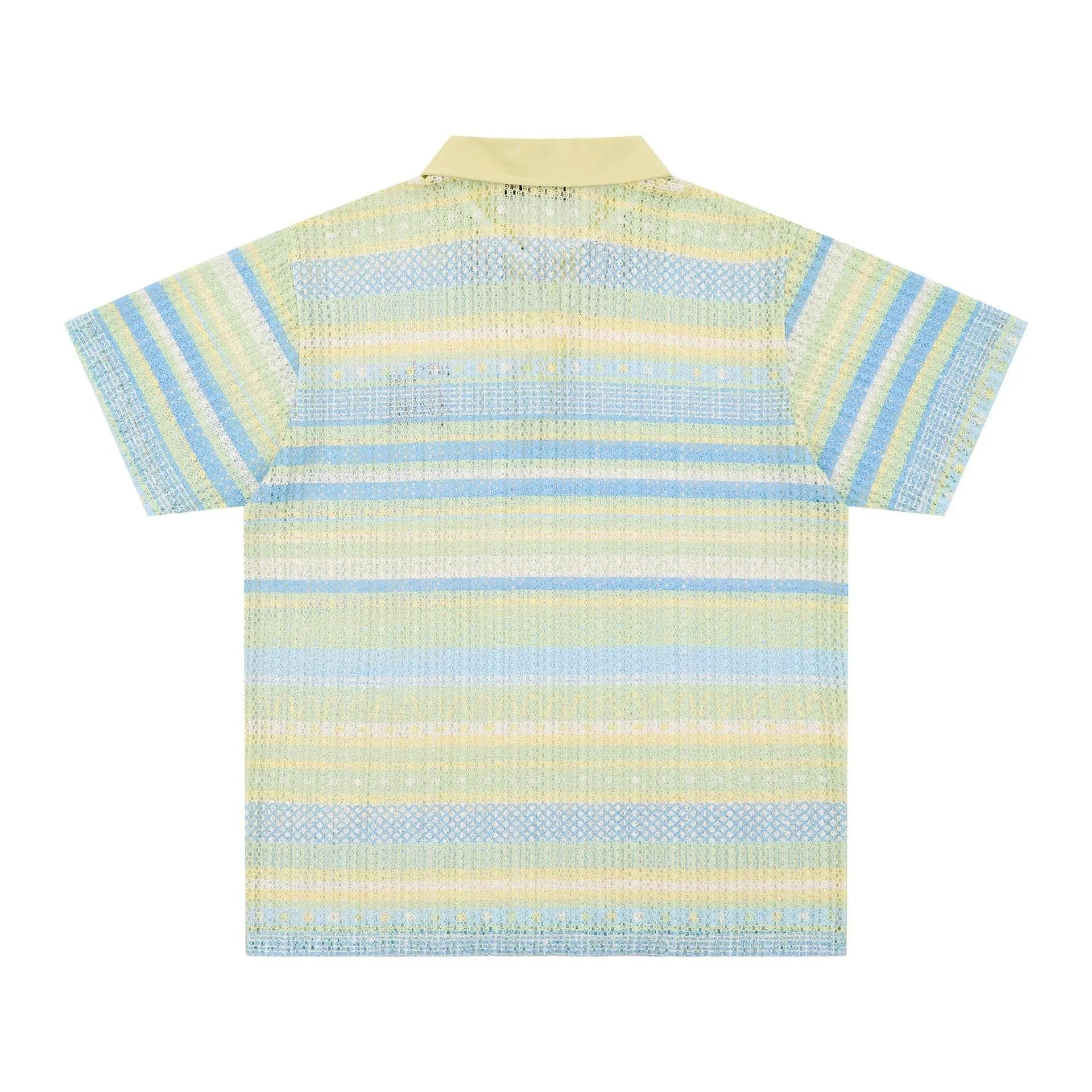 Men's loose fit printed short sleeve shirt in yellow or blue colour, made from polyester fabric