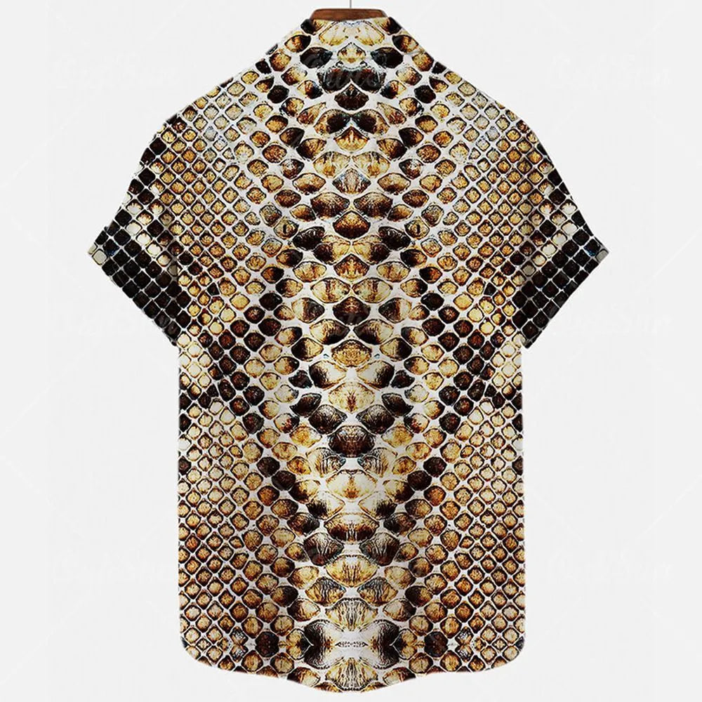 Man wearing a slim-fit short sleeve shirt with a colourful 3D digital printed flower pattern.