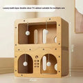 Double layer cat scratching board with attached enclosed cat nest in selected style