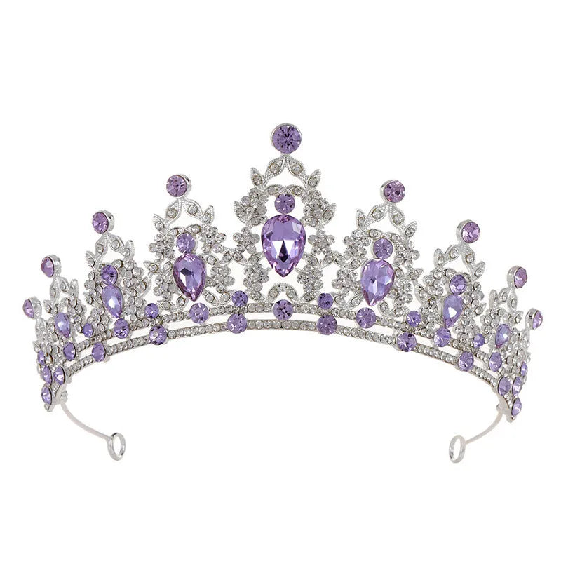 Baroque bride crown headdress with diamond treatment in silver and gold colour options