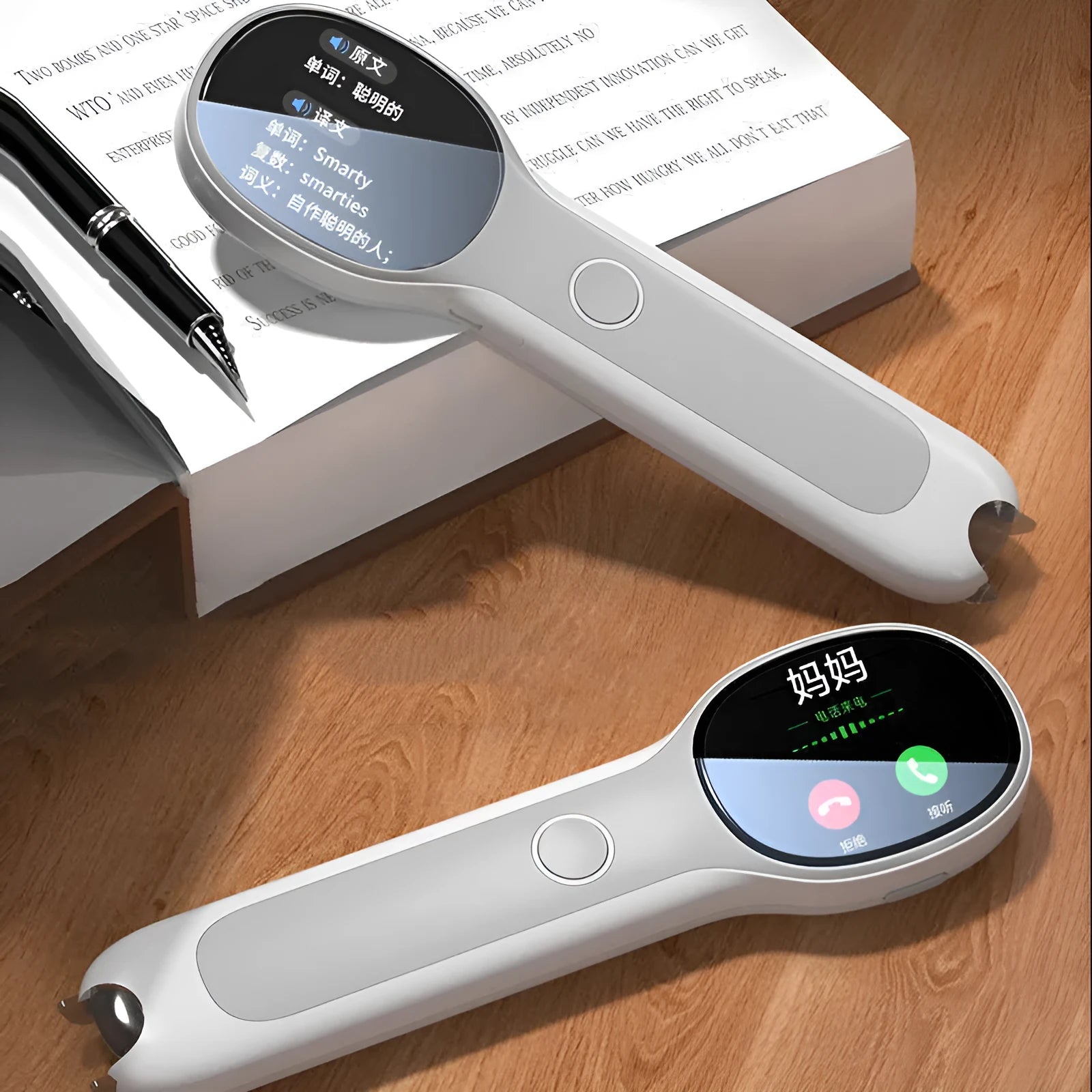 White universal reading pen English learning device with USB cable