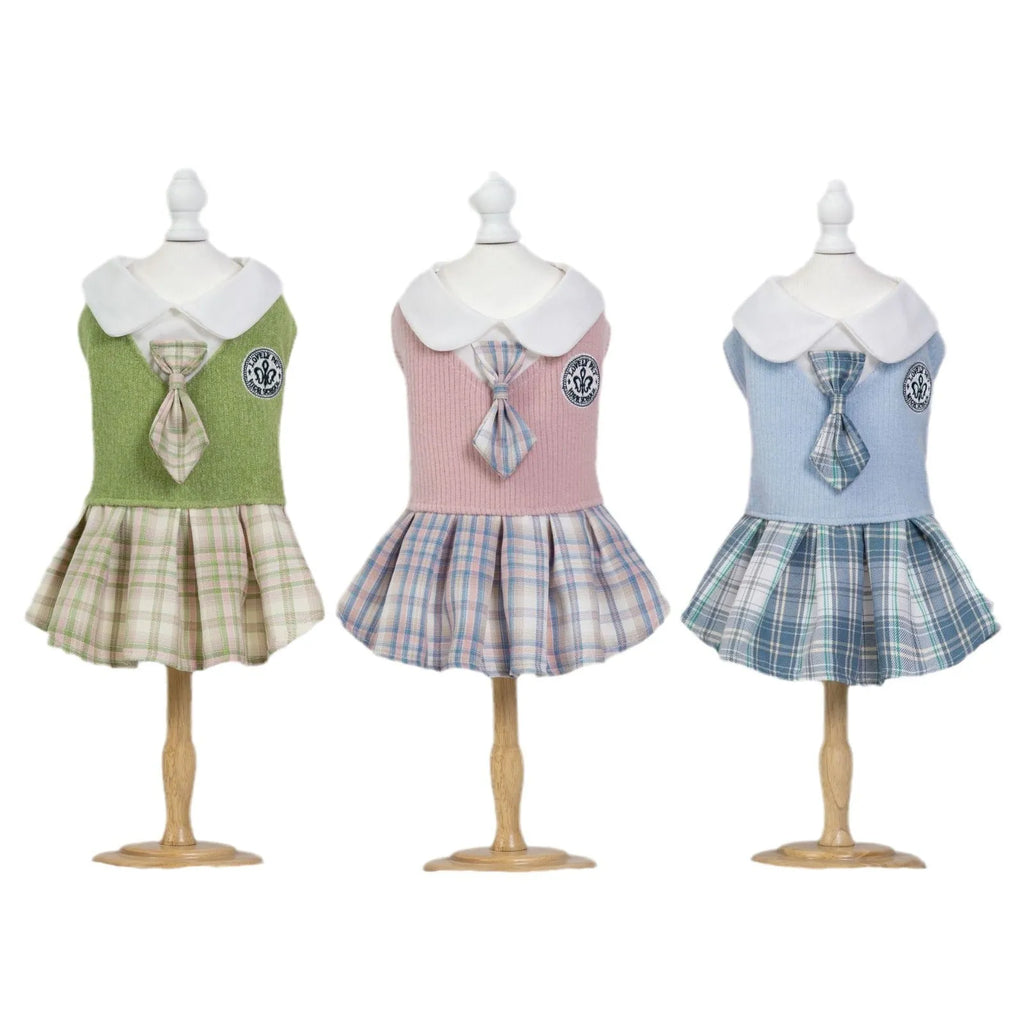 Tartan pattern pet skirt for small dogs and cats in Princess style with polyester construction