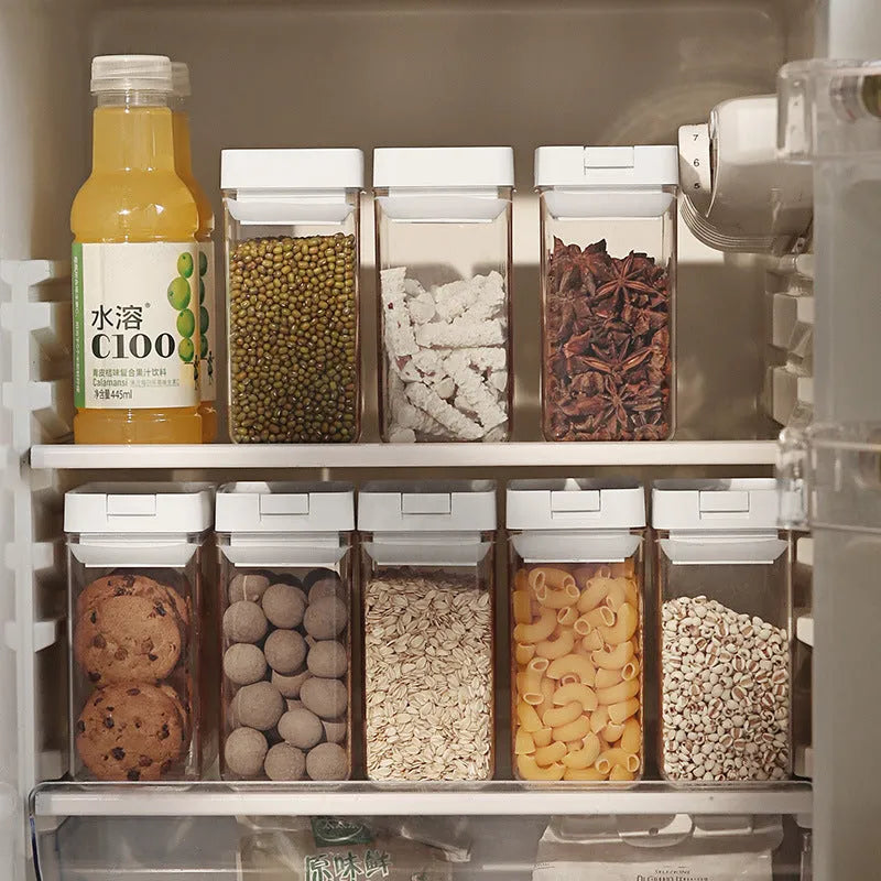 Transparent white plastic food storage container with 400ml capacity for grains