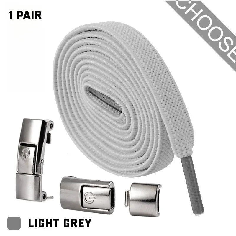 Press lock elastic shoelaces with 8mm widened flat design in various colours