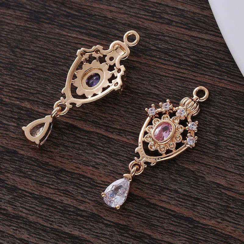 Small water drop-shaped pendant with micro inlaid zircon detail and crown hollow design