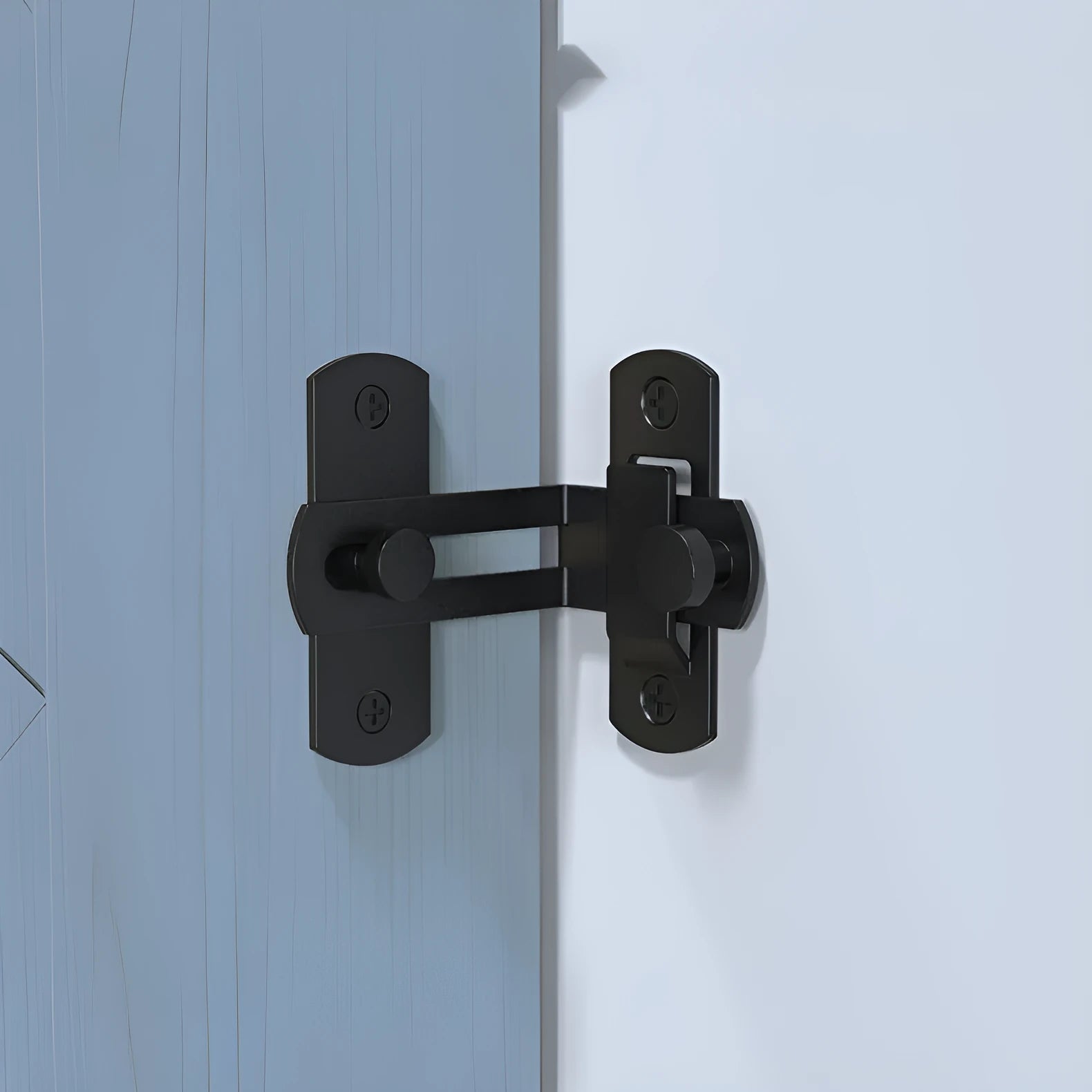 Warehouse hook lock for barn doors with 90-degree rotating stainless steel shackle