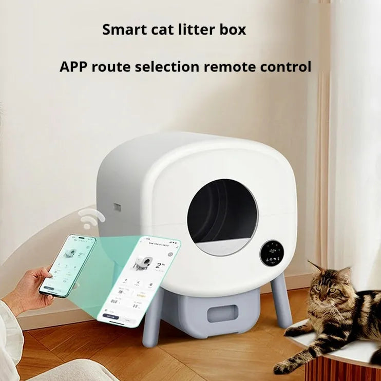 Automatic self-cleaning cat litter box with ABS plastic construction and deodorising system