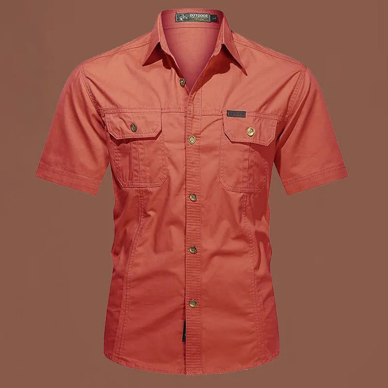 Men's cotton short sleeve work shirt in multiple colour options with non-iron treatment