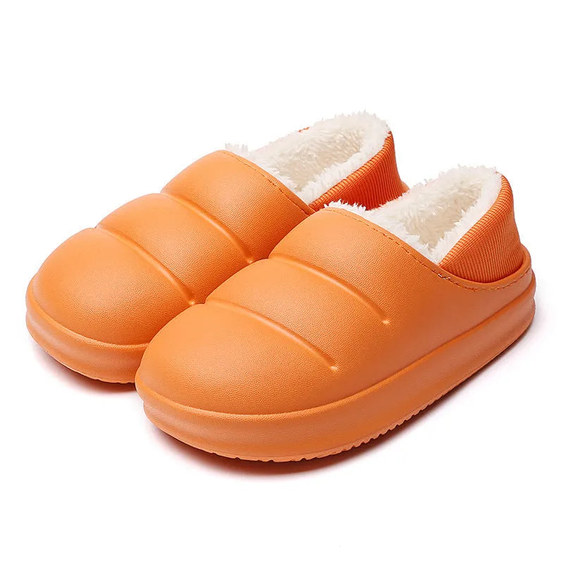 Waterproof EVA garden slippers with non-slip sole and plush lining in various colours