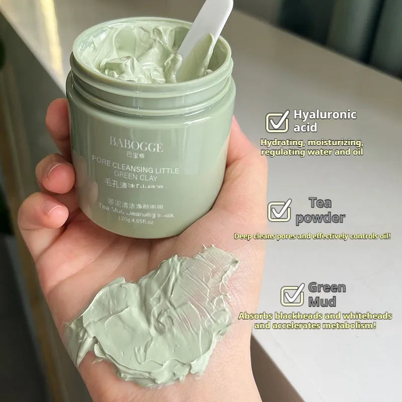 Jar of Tea Mud Cleansing Clay Facial Mask, 120g, for universal skin types.