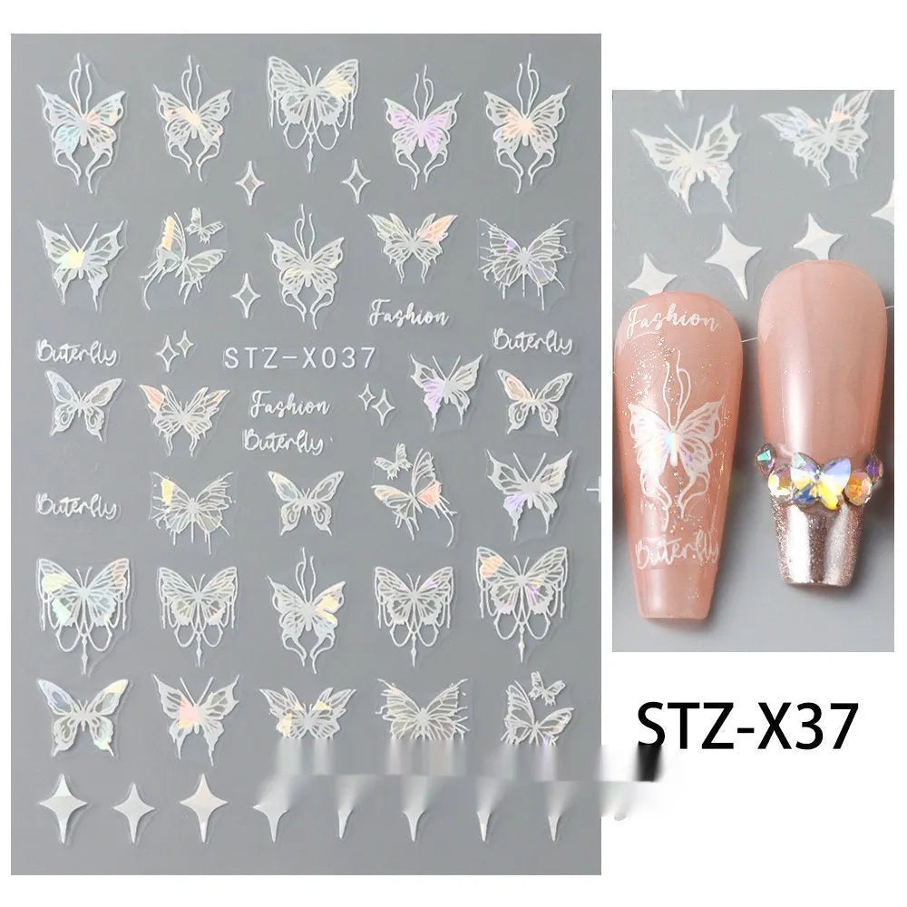 Black and silver strip cartoon nail art stickers on plastic patch