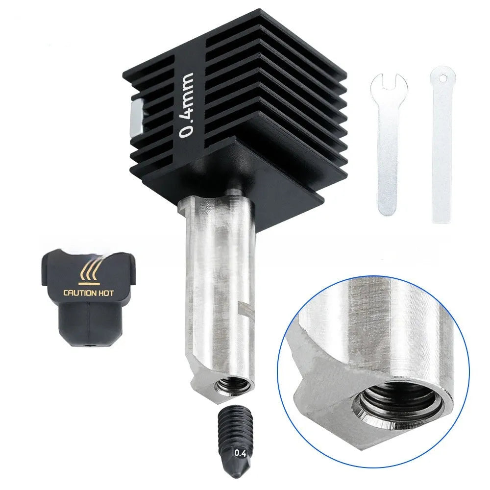 Bambu Lab A1 Mini 3D printer hardened steel hot end nozzle assembly with silicone sleeve