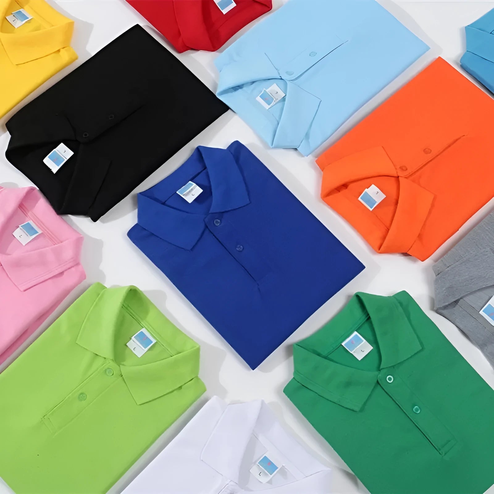 Short sleeve cotton work shirt in straight fit for corporate embroidery on a hanger.