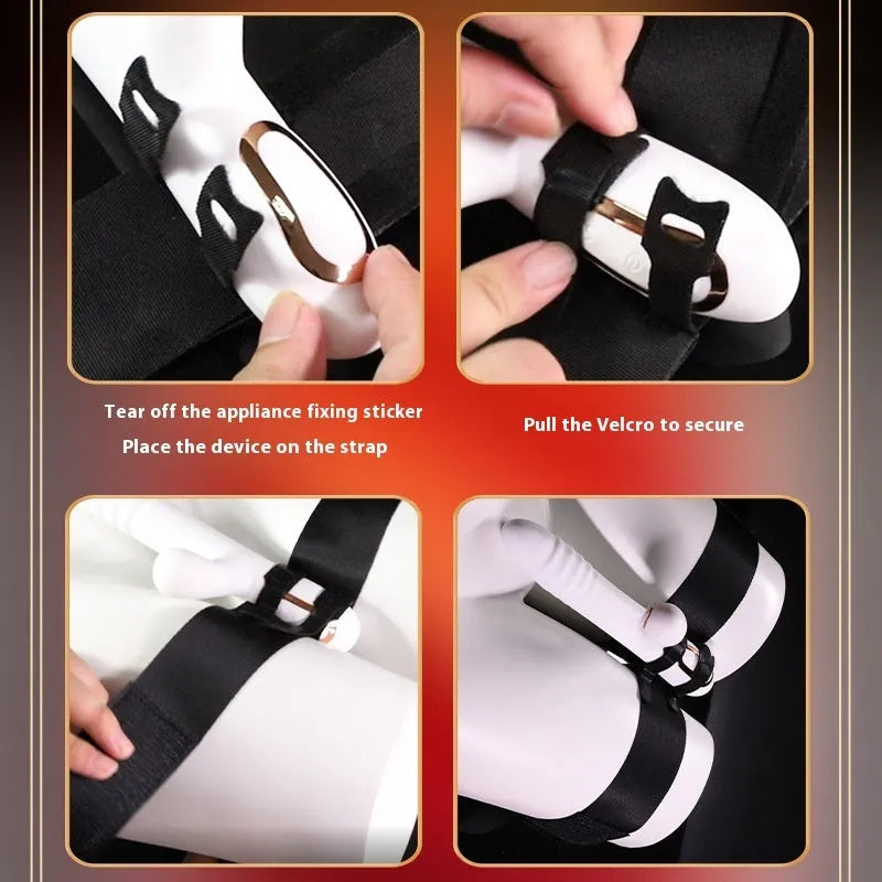 Black knitted belt adult toy strap harness for hands-free use