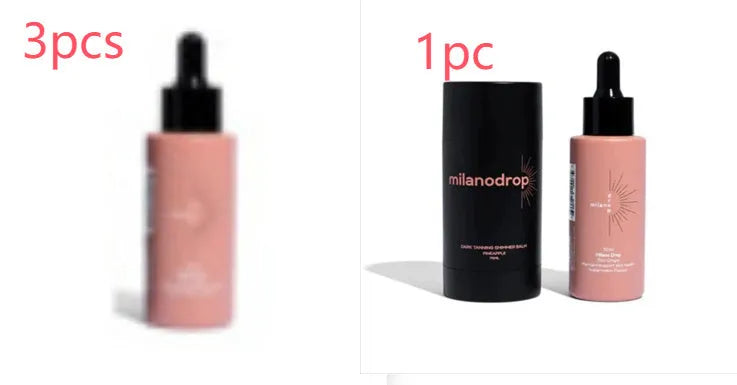 Matte sun tanning black liquid bottle and tube showing 50ml tanning drops and 75ml flash cream.