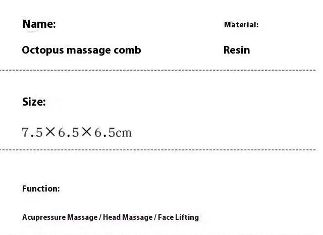 Pink natural resin octopus-shaped massage comb for periocular meridian relief with storage bag.