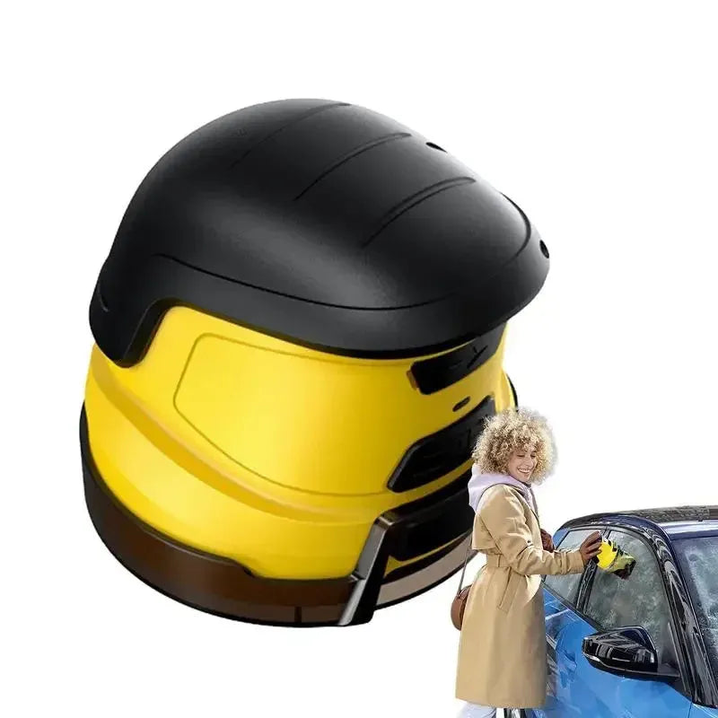 Yellow cordless electric ice scraper with USB charging cable for car window de-icing