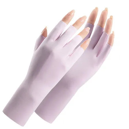 Ice silk sunscreen gloves for women with UPF50+ protection in various colours