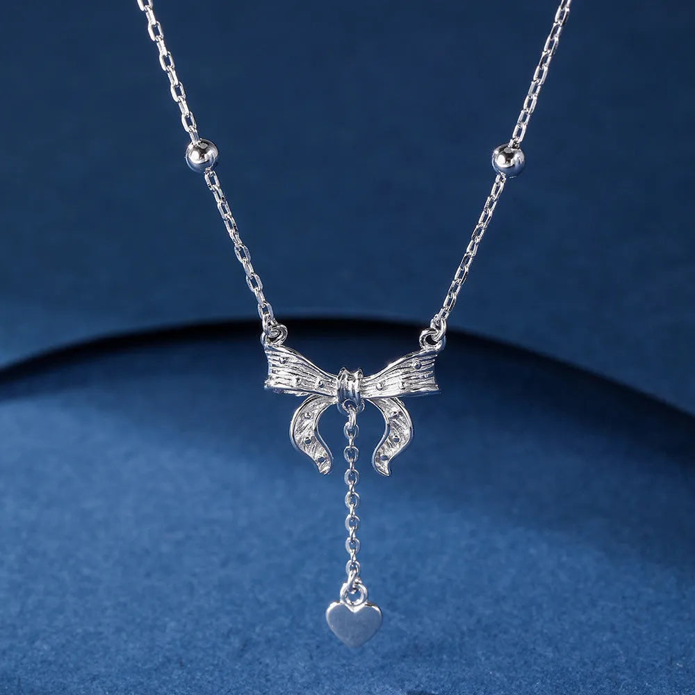 S925 silver butterfly heart pendant clavicle chain necklace with adjustable 40-45cm length