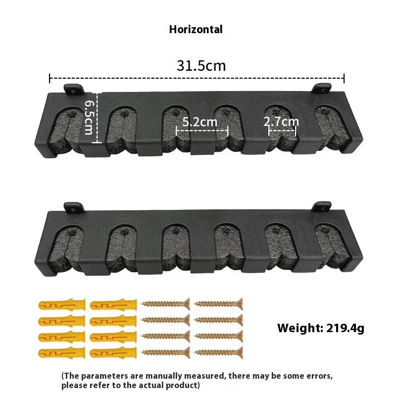 ABS plastic wall-mounted fishing rod holder with choice of horizontal or upright mounting styles