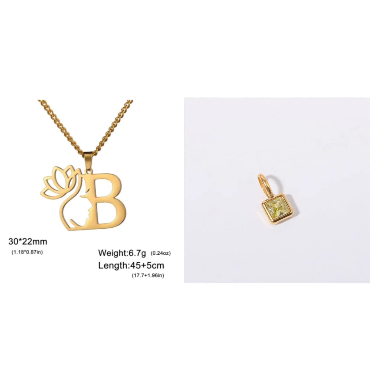 Stainless steel cross chain necklace with single pendant in gold or silver colour