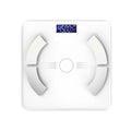 Smart Bluetooth rechargeable body fat scale in white, black, or pink measuring weight, fat, calories, and moisture